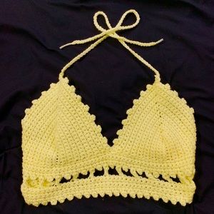 An adorable handmade crotchet crop top or bralette